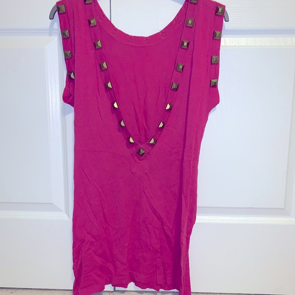 Urban outfitters deep v tank with gold embellishments- large